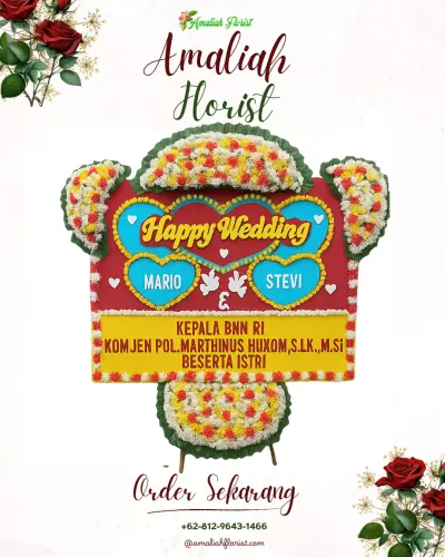 Karangan Papan Bunga Pernikahan di Lobener